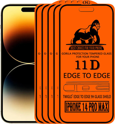 TWIGLO Edge To Edge Tempered Glass for IPHONE 14 PRO MAX(Pack of 5)