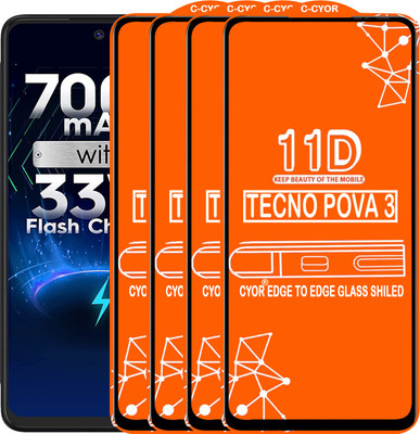 CYOR Edge To Edge Tempered Glass for TECNO POVA 3(Pack of 4)