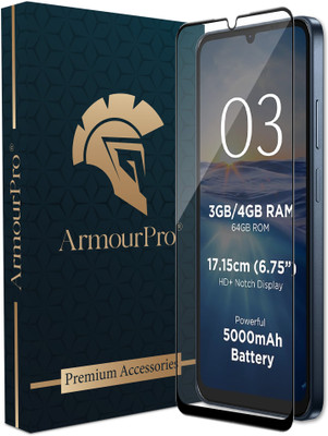 ArmourPro Edge To Edge Tempered Glass for Lava O3 5G, Lava O3(Pack of 1)
