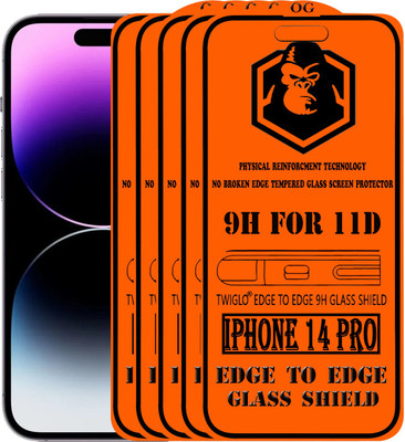 TWIGLO Edge To Edge Tempered Glass for IPHONE 14 PRO(Pack of 5)