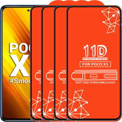 Qyist Edge To Edge Tempered Glass for Poco X3(Pack of 4)