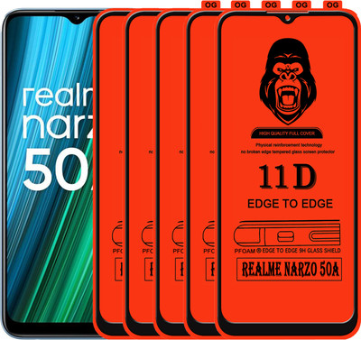 Laxdom Edge To Edge Tempered Glass for REALME NARZO 50A(Pack of 5)