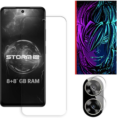 ARBAN Edge To Edge Tempered Glass for Lava Storm 5G Tempered Glass Screen Protector | Anti-Scratch | Edge to Edge Full Coverage | 9H Hardness (1 FRONT SCREEN GUARD + 1 CAMERA LENS PROTECTOR + 1 FREE BACK EMBOSSED SKIN002)(Pack of 1)