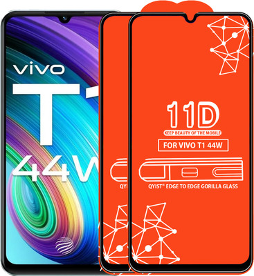 Qyist Edge To Edge Tempered Glass for Vivo T1 44W(Pack of 2)