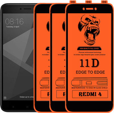 PFOAM Edge To Edge Tempered Glass for Mi Redmi 4(Pack of 3)