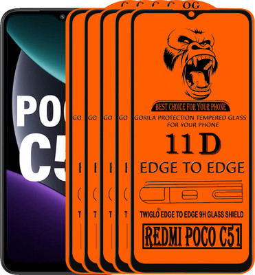TWIGLO Edge To Edge Tempered Glass for REDMI POCO C51(Pack of 5)