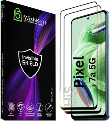 iWishKart Edge To Edge Tempered Glass for Google Pixel 7a, Premium Military grade Edge to Edge Premium gorilla temper black glass screenguard with Self Installation Guide - Wet & Dry wipes, Dust Absorber [With Warranty] mobile ka gilas cover, Pixel7A(Pack of 2)