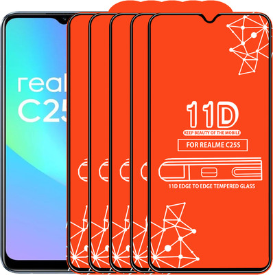 Qyist Edge To Edge Tempered Glass for Realme C25S(Pack of 5)
