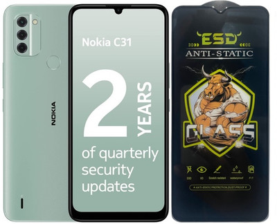 Obstinate Edge To Edge Tempered Glass for Nokia C31, ESD Tempered Glass, ESD Screen Protector, Anti Static, Screen Protector(Pack of 1)