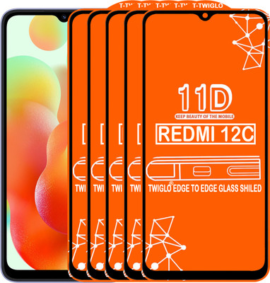TWIGLO Edge To Edge Tempered Glass for REDMI MI 12C(Pack of 5)
