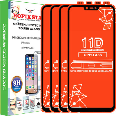 Rofix star Edge To Edge Tempered Glass for Oppo A3s(Pack of 4)