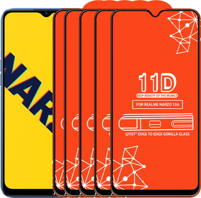 Qyist Edge To Edge Tempered Glass for Realme Narzo 10A(Pack of 5)