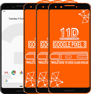 TWIGLO Edge To Edge Tempered Glass for GOOGLE PIXEL 3(Pack of 3)