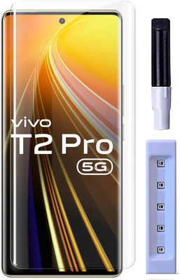 OneTech Edge To Edge Tempered Glass for Vivo T2 Pro 5G 9H Hardness, Premium UV Screen Protector(Pack of 1)