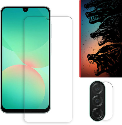 ARBAN Edge To Edge Tempered Glass for Samsung Galaxy A26 5G Tempered Screen Protector | Anti-Scratch | Edge to Edge Full Coverage | 9H Hardness ( 1 FRONT SCREEN GUARD + 1 CAMERA LENS PROTECTOR + 1 FREE BACK EMBOSSED SKIN061 )(Pack of 1)