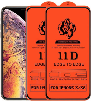 9H Edge To Edge Tempered Glass for Apple iPhone X XS 11 Pro -9H(Pack of 2)