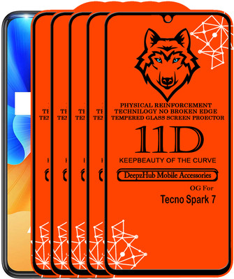 CRodible Edge To Edge Tempered Glass for Tecno spark 7(Pack of 5)
