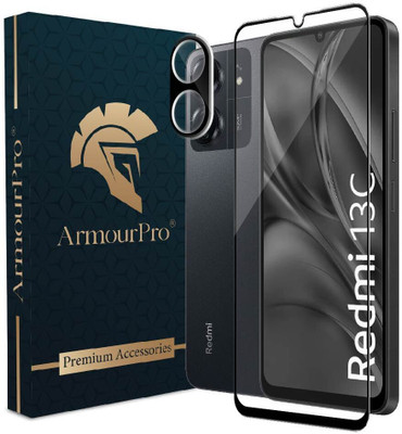 ArmourPro Edge To Edge Tempered Glass for Redmi 13C 5G, Redmi 13C, 13C 5G, 1+ 13C 5G, (1 OG Tempered Glass and 1 Camera Lens)(Pack of 2)