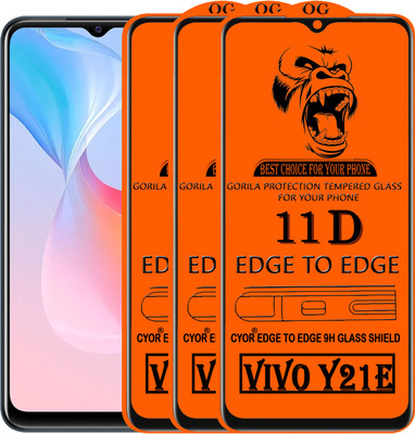 CYOR Edge To Edge Tempered Glass for VIVO Y21E(Pack of 3)