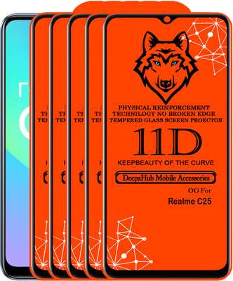 DeepzHub Edge To Edge Tempered Glass for Realme C25(Pack of 5)