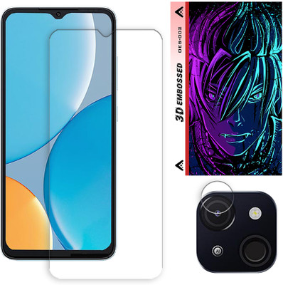 ARBAN Edge To Edge Tempered Glass for itel A50C 4G Tempered Glass Screen Protector | Anti-Scratch | Edge to Edge Full Coverage | 9H Hardness (1 FRONT SCREEN GUARD + 1 CAMERA LENS PROTECTOR + 1 FREE BACK EMBOSSED SKIN002)(Pack of 1)