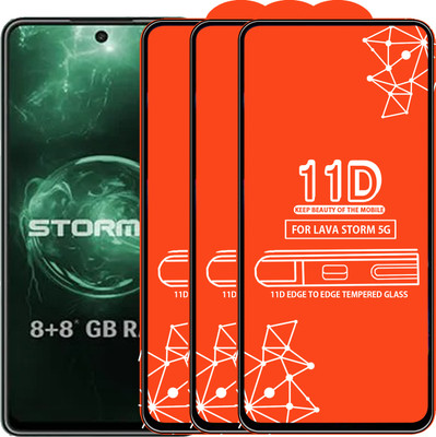 Qyist Edge To Edge Tempered Glass for Lava Storm 5G(Pack of 3)