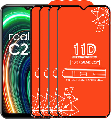 Roxel Edge To Edge Tempered Glass for Realme C25Y(Pack of 4)