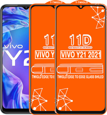 TWIGLO Edge To Edge Tempered Glass for VIVO Y21 2021(Pack of 2)