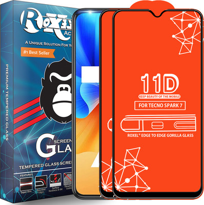 Roxel Edge To Edge Tempered Glass for Tecno Spark 7(Pack of 2)