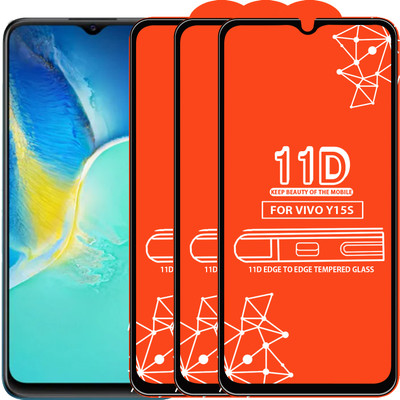 Qyist Edge To Edge Tempered Glass for Vivo Y15S(Pack of 3)