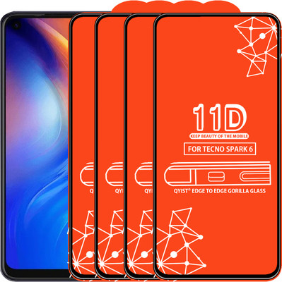 Qyist Edge To Edge Tempered Glass for Tecno Spark 6(Pack of 4)