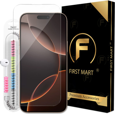 FIRST MART Tempered Glass Guard for IPhone 16 Pro Max, IPhone 16 Pro Max, OG Tempered Glass with Cable Protector(Pack of 1)