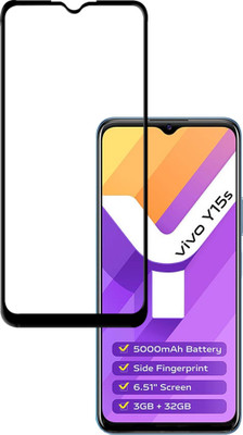 HUPSHY Edge To Edge Tempered Glass for vivo Y15s(Pack of 1)