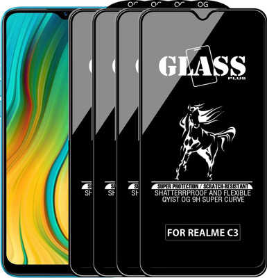 Qyist Edge To Edge Tempered Glass for REALME C3(Pack of 4)