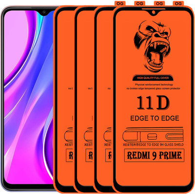 PFOAM Edge To Edge Tempered Glass for REDMI 9 PRIME(Pack of 4)