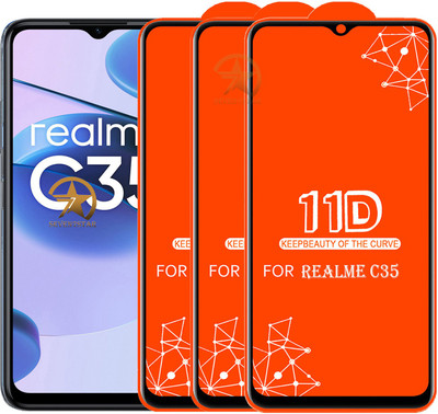 SEVEN7STAR Edge To Edge Tempered Glass for Realme C35(Pack of 3)