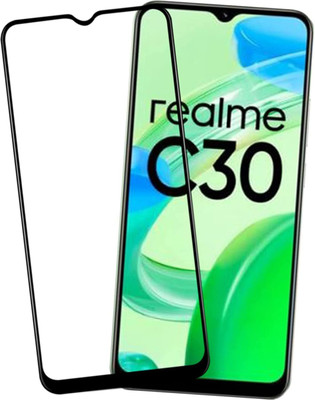 O2MG Edge To Edge Tempered Glass for realme C30, Realme C30(Pack of 1)
