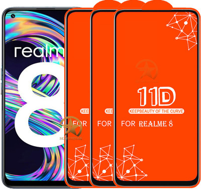 SEVEN7STAR Edge To Edge Tempered Glass for Realme 8(Pack of 3)