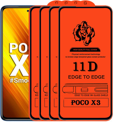 NaturalBuy Edge To Edge Tempered Glass for Poco X3(9H -11D-11D-Pack of 4)(Pack of 4)
