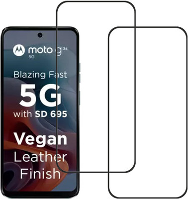 SPRITZEN Edge To Edge Tempered Glass for Motorola G34 5G(Pack of 2)