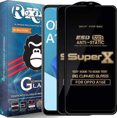 Roxel Edge To Edge Tempered Glass for OPPO A16E(Pack of 2)