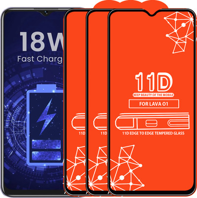 Qyist Edge To Edge Tempered Glass for Lava O1(Pack of 3)