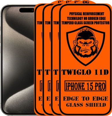 TWIGLO Edge To Edge Tempered Glass for IPHONE 15 PRO(Pack of 4)