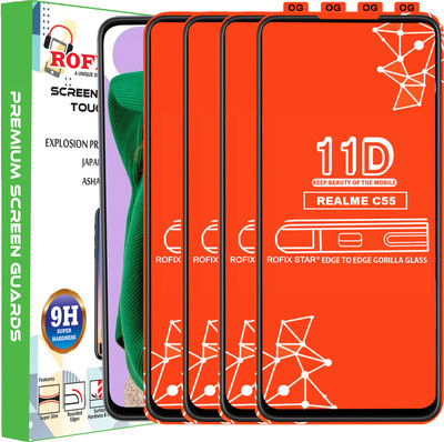 Rofix star Edge To Edge Tempered Glass for REALME C55(Pack of 4)