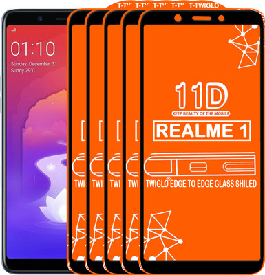 TWIGLO Edge To Edge Tempered Glass for OPPO Realme 1(Pack of 5)