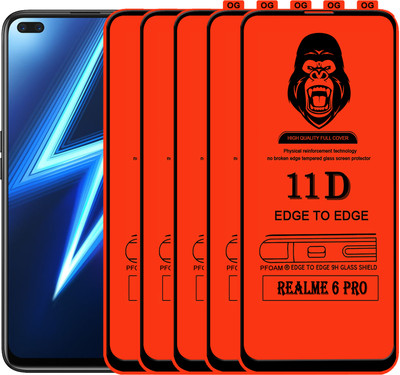 Laxdom Edge To Edge Tempered Glass for REALME 6 PRO(Pack of 5)