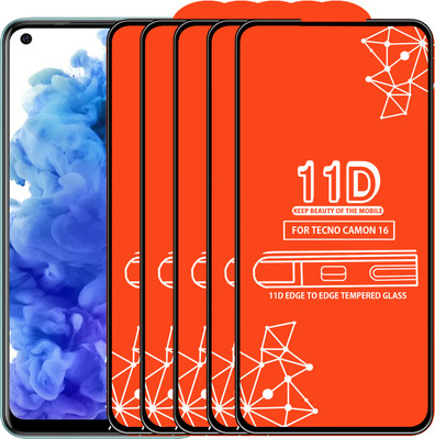 Roxel Edge To Edge Tempered Glass for Tecno Camon 16(Pack of 5)