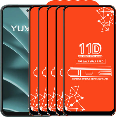 Roxel Edge To Edge Tempered Glass for Lava Yuva 3 Pro(Pack of 5)