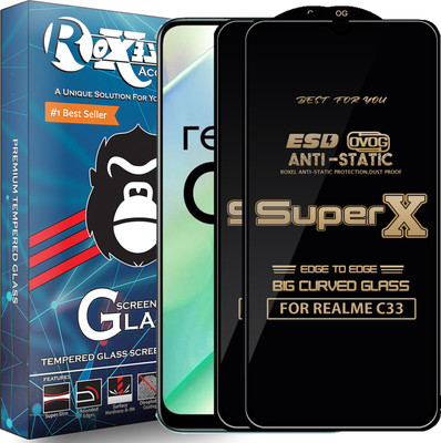 Roxel Edge To Edge Tempered Glass for REALME C33(Pack of 2)