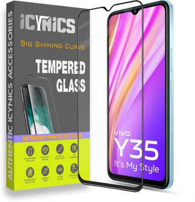 ICYNICS Edge To Edge Tempered Glass for Vivo Y35, Anti-Fingerprint, Waterproof, Oil-resistant, Bubble-Free, Anti-Static with Full Screen Coverage & Easy Installation(Pack of 1)